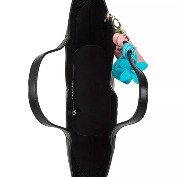 Steve Madden, Embossed Woven X-Large Tote Bag, Black, w/Colorful Bag Charms, NWT - Picture 15 of 16